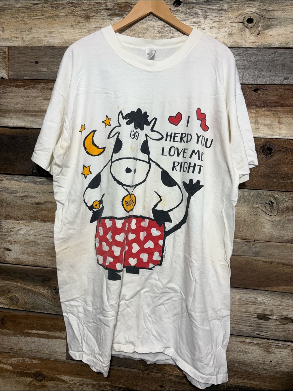 vintage 1993 "I Herd You Love Me Right Bossy" cow t-shirt